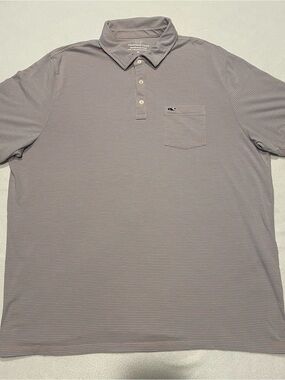 Vineyard Vines Edgartown Polo, Men's Peach and blue Short-Sleeve, XL